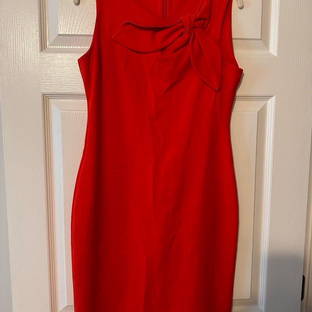 Red Banana Republic Sleeveless Sheath Dress with tie neck detail, size 6.